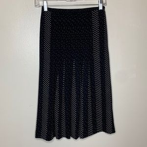 VINTAGE Talbots PETITES Skirt Black & White SILK Polka Dot Pleated MIDI 4P